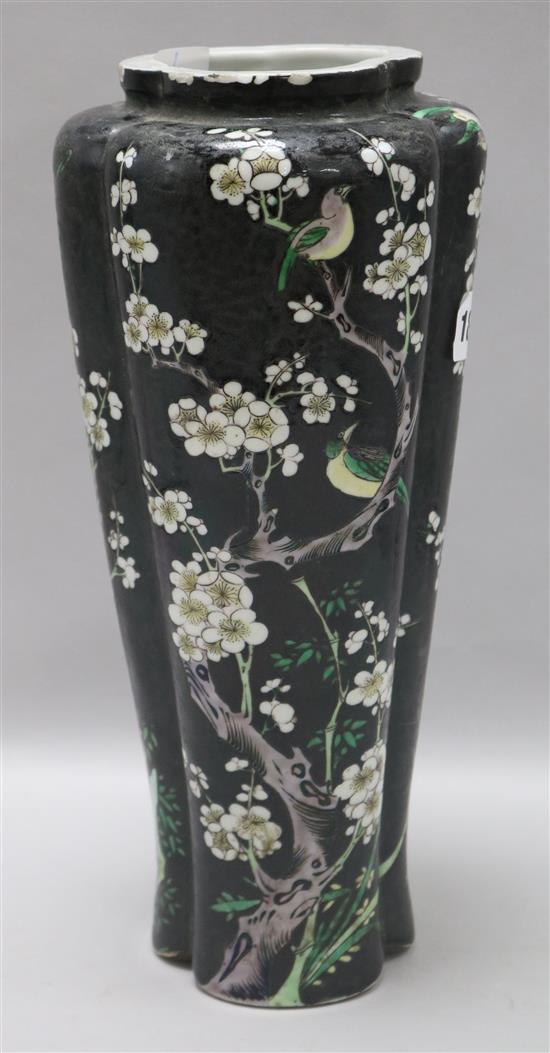 A 19th century Chinese famille noire vase height 32cm